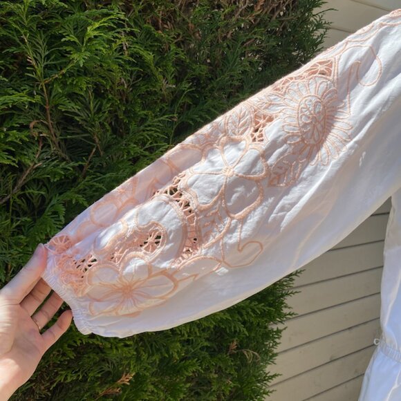 River Island Crop Top, US 8, White / Pink Embroidery, Used Good Condition - Picture 5 of 5